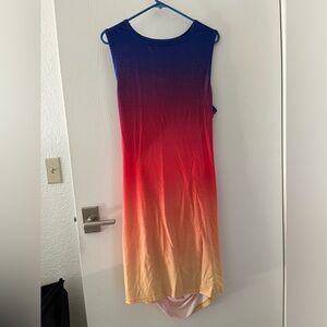 Gradient Dress in Blue, Red, and Yellow